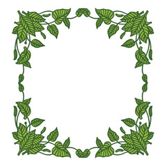 Vector illustration crowd green leaf flower frame hand drawn