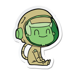 sticker of a happy cartoon astronaut