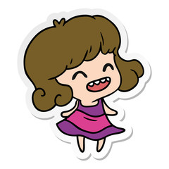 sticker cartoon of cute kawaii girl