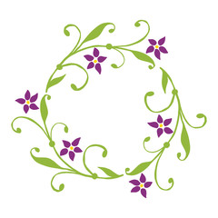 Vector illustration leaf floral frame circular hand drawn