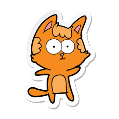 sticker of a happy cartoon cat