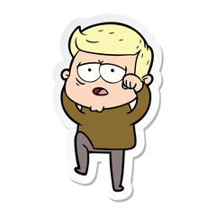 sticker of a cartoon tired man