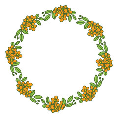 Vector illustration leaf floral frame circular hand drawn