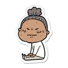Fototapeta premium sticker of a cartoon annoyed old lady