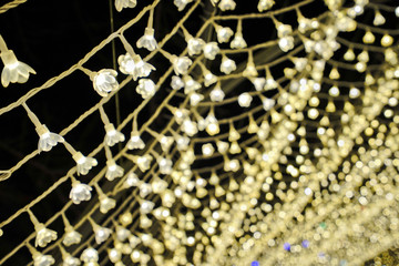 Closeup light Illumination Tunnel show in Nabana no sato, Mie, Japan.