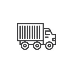 Lorry truck line icon. linear style sign for mobile concept and web design. Delivery truck outline vector icon. Construction machines symbol, logo illustration. Pixel perfect vector graphics