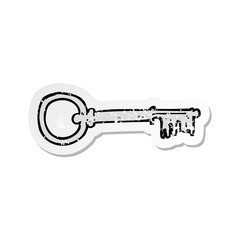 retro distressed sticker of a cartoon key
