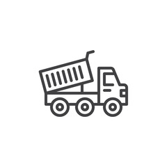 Heavy truck line icon. linear style sign for mobile concept and web design. Dump truck outline vector icon. Construction machine symbol, logo illustration. Pixel perfect vector graphics