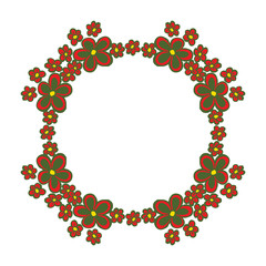 Vector illustration greeting card with crowd shapes floral frame hand drawn