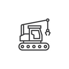 Loader crane truck line icon. linear style sign for mobile concept and web design. Excavator outline vector icon. Construction machine symbol, logo illustration. Pixel perfect vector graphics