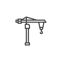 Construction crane line icon. linear style sign for mobile concept and web design. Tower Crane outline vector icon. Construction machine symbol, logo illustration. Pixel perfect vector graphics
