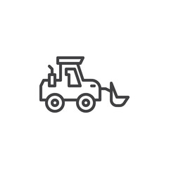 Front loader line icon. linear style sign for mobile concept and web design. Wheel loader truck outline vector icon. Construction machine symbol, logo illustration. Pixel perfect vector graphics