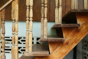 wooden balustrade and banister carve design of staircase