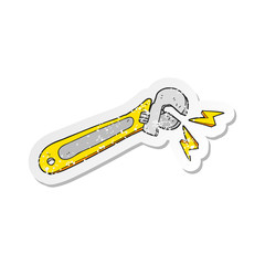 retro distressed sticker of a cartoon adjustable spanner