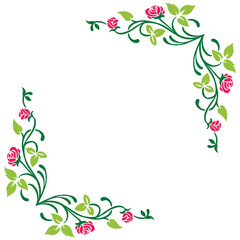 Obraz premium Vector illustration green leaf flower frame decor hand drawn