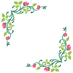 Obraz premium Vector illustration green leaf flower frame decor hand drawn