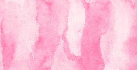 Light grunge magenta color shades watercolor background. Abstract aquarelle paint paper textured canvas for text design, greeting card, template. Gentle pink and coral gradient hand drawn illustration