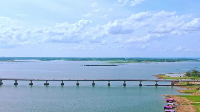 Amazing Beautiful Bridge in Thailand.Thep Sada Bridge the Deja Vu Bridge is a 2-lane reinforced concrete bridge across Lam Pao Dam at Kalasin,Thailand.