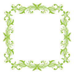 Vector illustration green leaf flower frame decor hand drawn