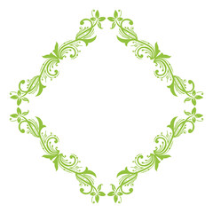 Vector illustration green leaf flower frame decor hand drawn