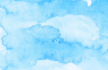 Turquoise color hand drawn frame illustration. Grunge effect light sky blue shades watercolor background. Aquarelle paint paper textured canvas for vintage text design, retro greeting card, template