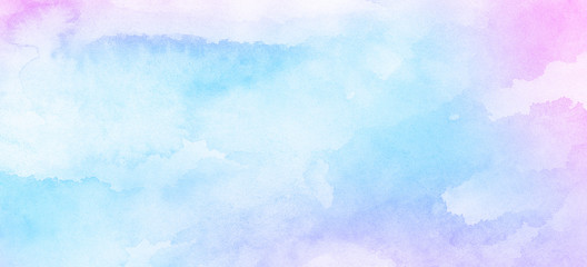 Fantasy smooth light pink, purple shades and blue watercolor paper textured illustration for grunge...