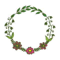 Vector illustration elegant green leaf flower frame hand drawn