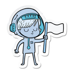 sticker of a cartoon astronaut woman