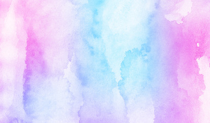 Fantasy smooth light pink, purple shades and blue watercolor paper textured illustration for grunge design, vintage card, templates. Pastel ink colors wet effect hand drawn canvas aquarelle background © KatMoy