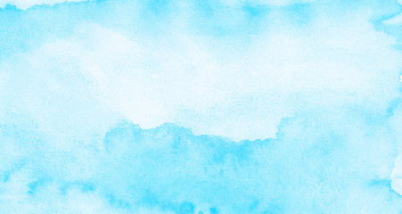 Turquoise color hand drawn frame illustration. Grunge effect light sky blue shades watercolor background. Aquarelle paint paper textured canvas for vintage text design, retro greeting card, template