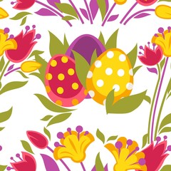 Spring easter vector seamless pattern with colorful