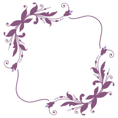 Vector illustration purple leaf flower frame hand drawn