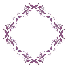 Vector illustration purple leaf flower frame hand drawn