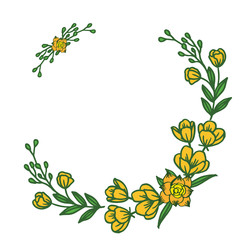 Vector illustration yellow flower frame hand drawn