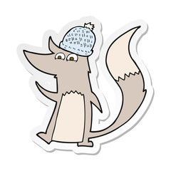 sticker of a cartoon little wolf