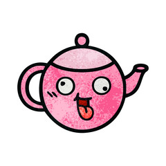 retro grunge texture cartoon teapot