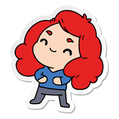 sticker cartoon of a cute kawaii girl