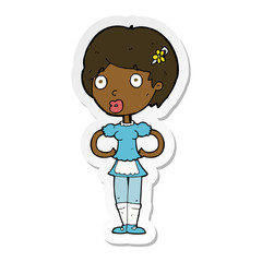 sticker of a cartoon woman in french maid outfit