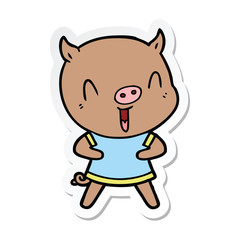 sticker of a happy cartoon pig