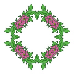 Vector illustration style pink flower frame hand drawn