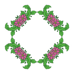 Vector illustration shape pink flower frame for card hand drawn