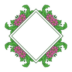 Vector illustration shape pink flower frame for card hand drawn