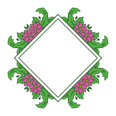 Vector illustration shape pink flower frame for card hand drawn