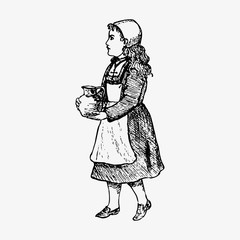 Peasant girl vintage artwork