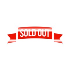 Sold Out Ribbon Banner Vector, Illustration