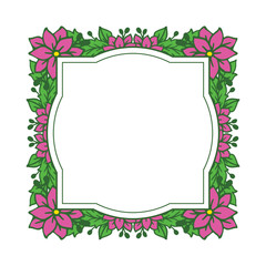 Vector illustration shape pink flower frame for card hand drawn