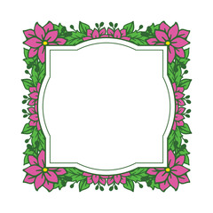 Vector illustration shape pink flower frame for card hand drawn