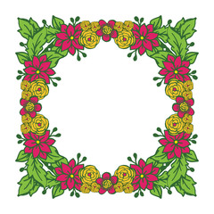 Vector illustration colorful flower frame decoration hand drawn