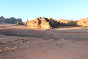 Fototapeta na wymiar desert landscape sand sky background travel