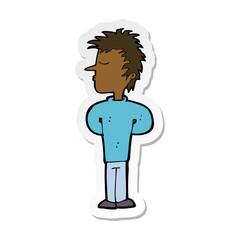sticker of a cartoon man ignoring